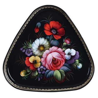 Жостовский поднос декоративный, размер 29х29 см (A8), металлический