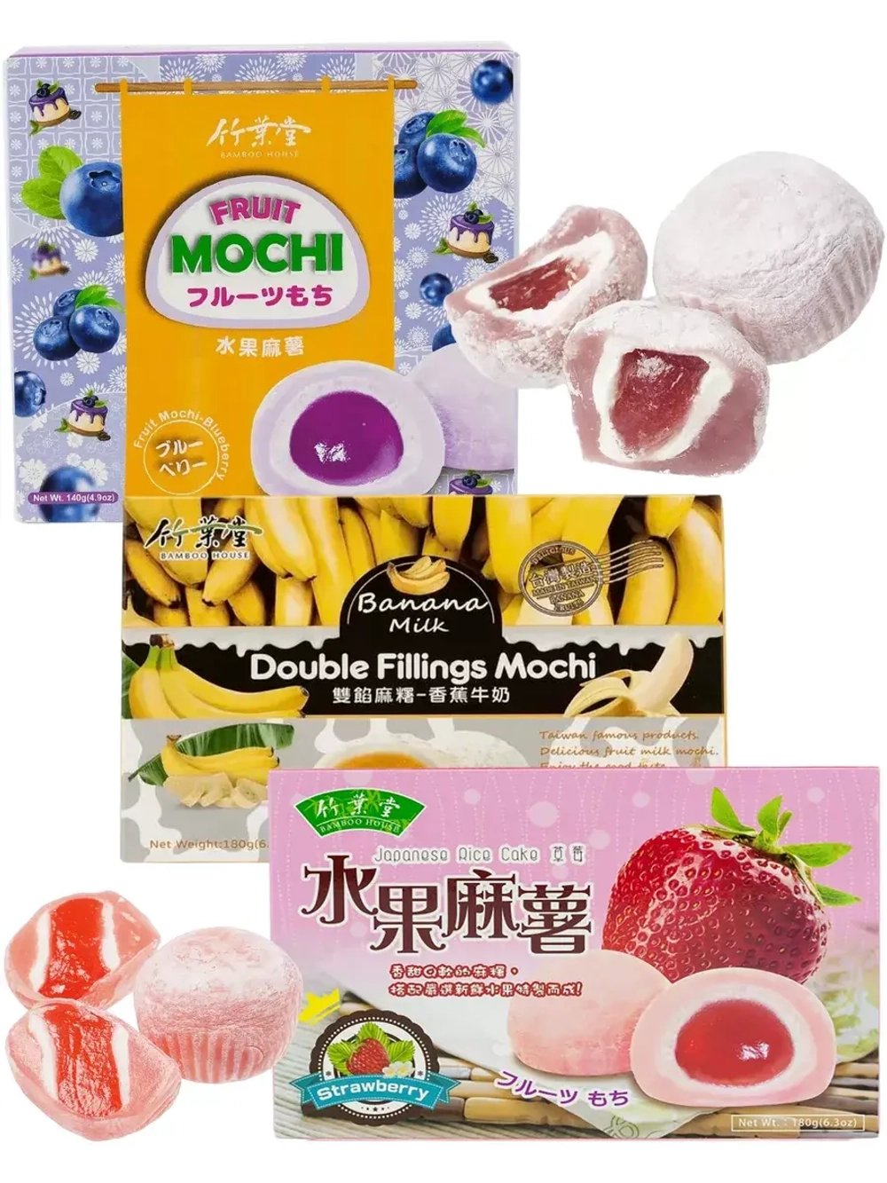 Моти со вкусом Черники, Банана, Клубники ассорти 3 шт