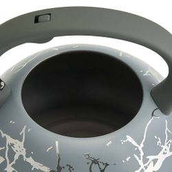 Чайник 3 л из нержавеющей стали со свистком, индукционное дно ALPENKOK AK-540 серый с серебряным, ручка серый