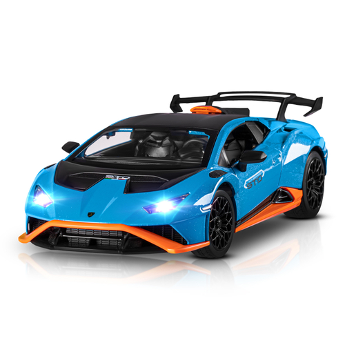 Модель 1:24 Lamborghini Huracán STO, голубой, откр. двери и капот, свет, звук