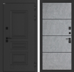 Дверь входная Лабиринт АЛЯСКА ЛАЙТ 25 Бетон светлый (черная вставка) металлическая