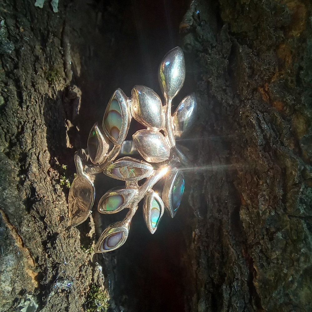 Кольцо ВЕТОЧКА-2, серебро/перламутр