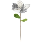 Украшение новогоднее «Пуансеттия - Рожедественская красавица» 23 см, Белый/Серебро