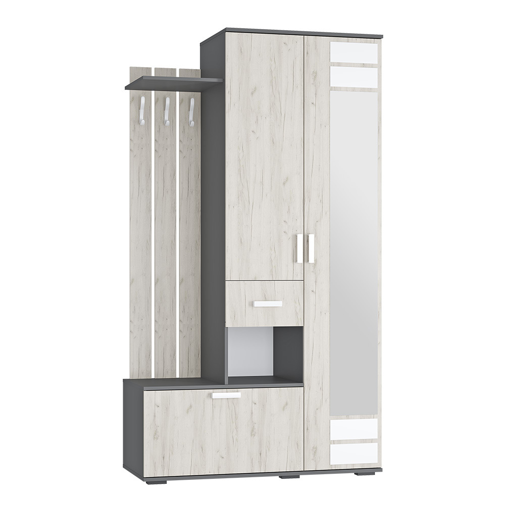 Прихожая Лира ПР-04, Графит, Дуб крафт белый