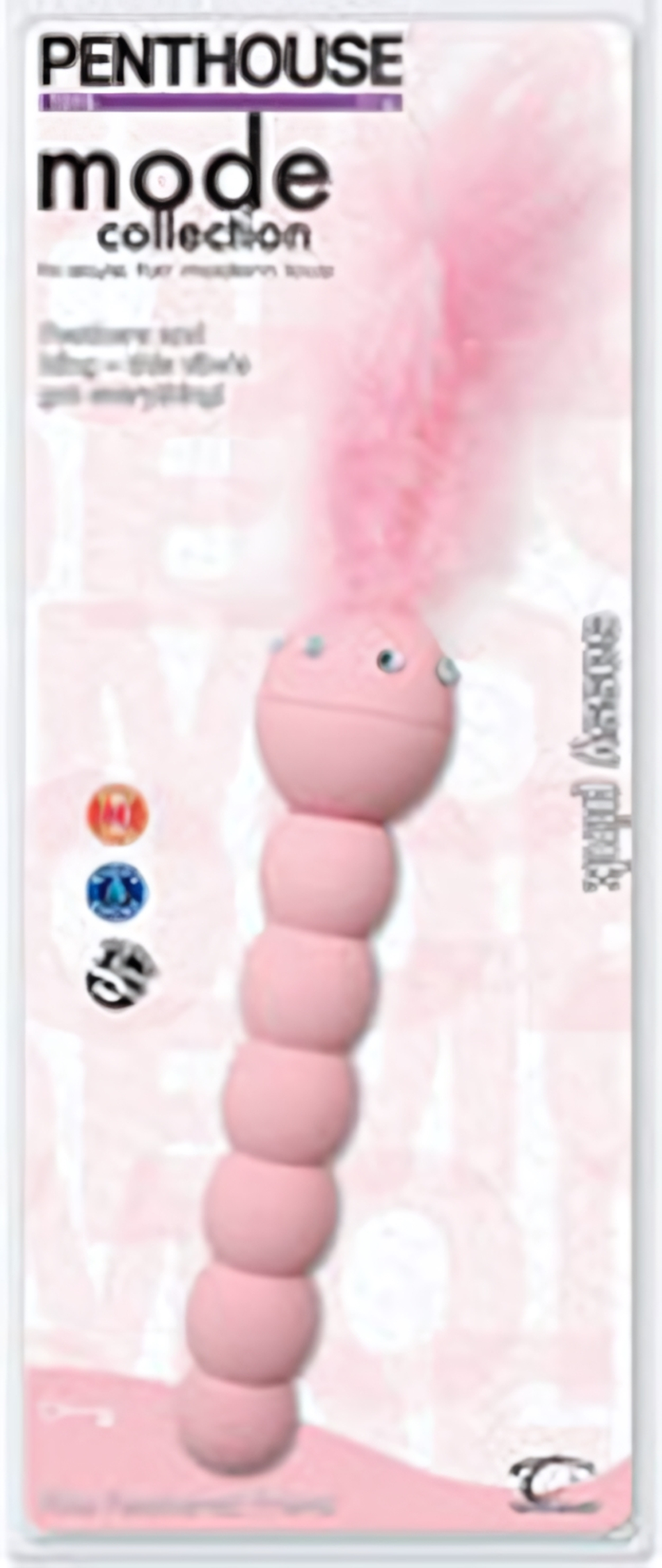 Розовый вибромассажер с пушистым пером - 14 см. (Цвет: розовый)