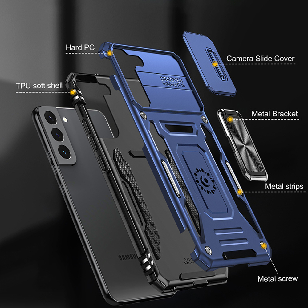 Чехол Safe Case с кольцом и защитой камеры для Samsung Galaxy S22