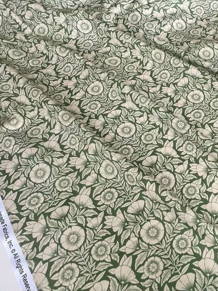 ЦВЕТЫ АРТ НУВО НА ЗЕЛЕНОМ - 100% хлопок 3