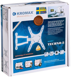 Кронштейн Kromax TECHNO-5 белый 15-55&quot; max.35кг VESA 400x400 поворот и наклон