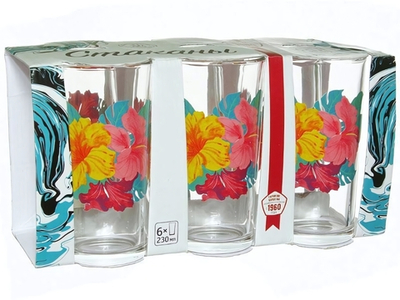 Набор стаканов "Гибискусы" 6шт 230мл (высокие)
