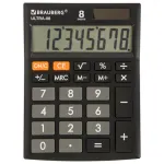 Калькулятор настольный Brauberg Ultra-08-BK, 8 разрядов, двойное питание, 154*115мм, черный