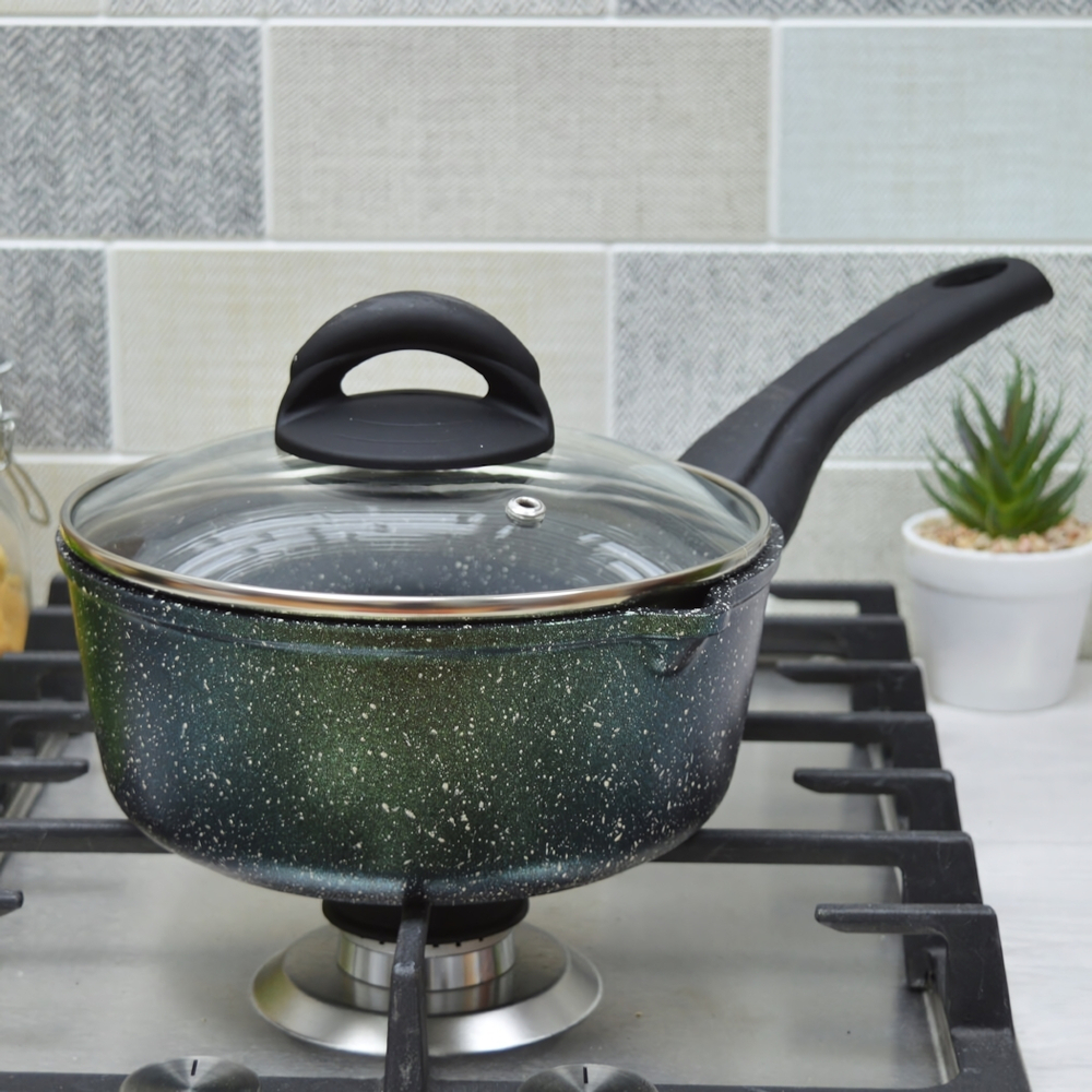 Ковш 1,5л Сияние Green со стеклянной крышкой, кш1811Gr