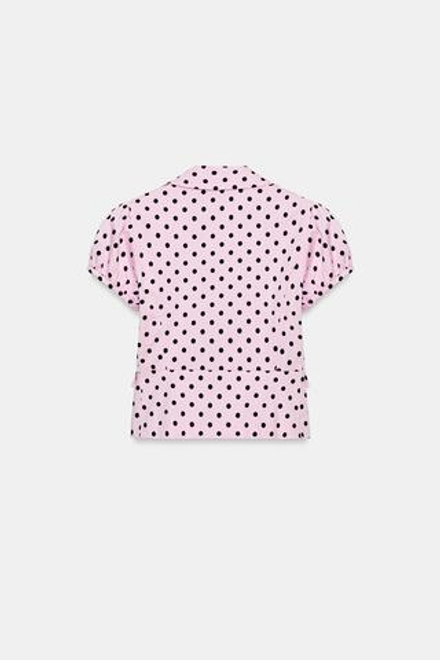 ZARA УКОРОЧЕННАЯ КУРТКА В ГОРОШЕК, СВЕТЛО-РОЗОВЫЙ
