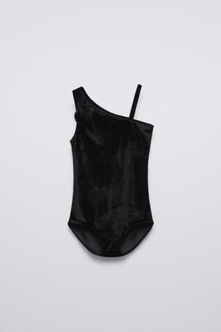 ZARA БАРХАТНОЕ БОДИ С ЦВЕТОЧНЫМ ПРИНТОМ, ЧЕРНЫЙ