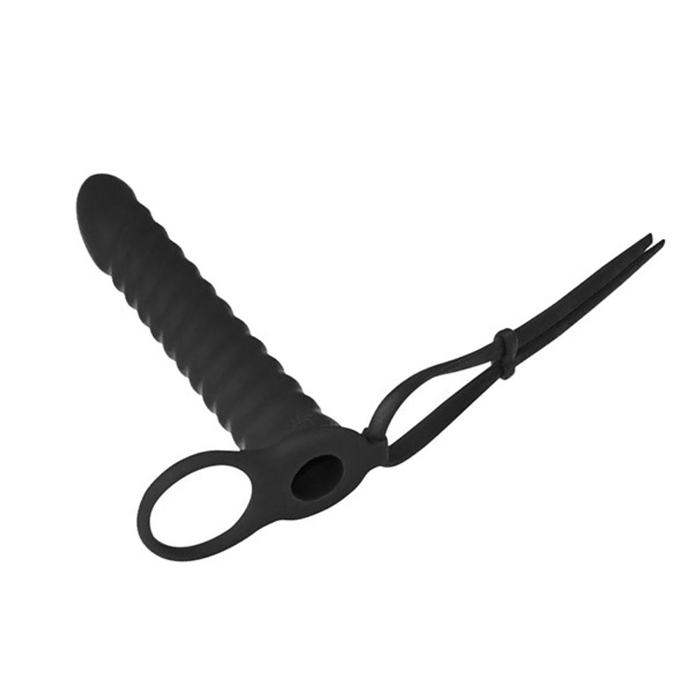 Черная вибронасадка 17см для двойного проникновения Lola Games Pure Passion Rori Black 1205-01lola