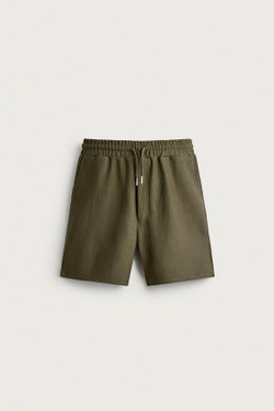 ZARA ШОРТЫ-ДЖОГГЕРЫ ИЗ РЕЛЬЕФНОЙ ТКАНИ, ХАКИ