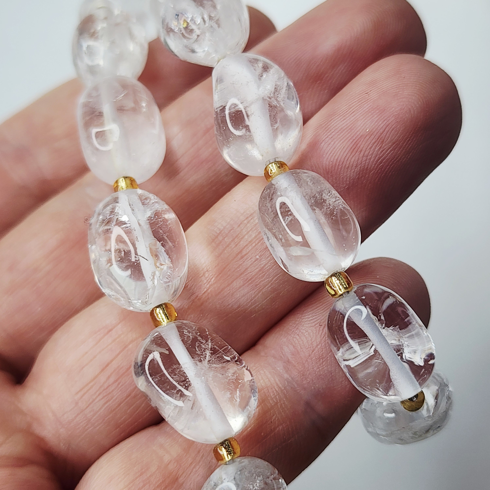 Горный хрусталь, крупная галтовка, 12-15 мм, камни овалы бочонки, штучно