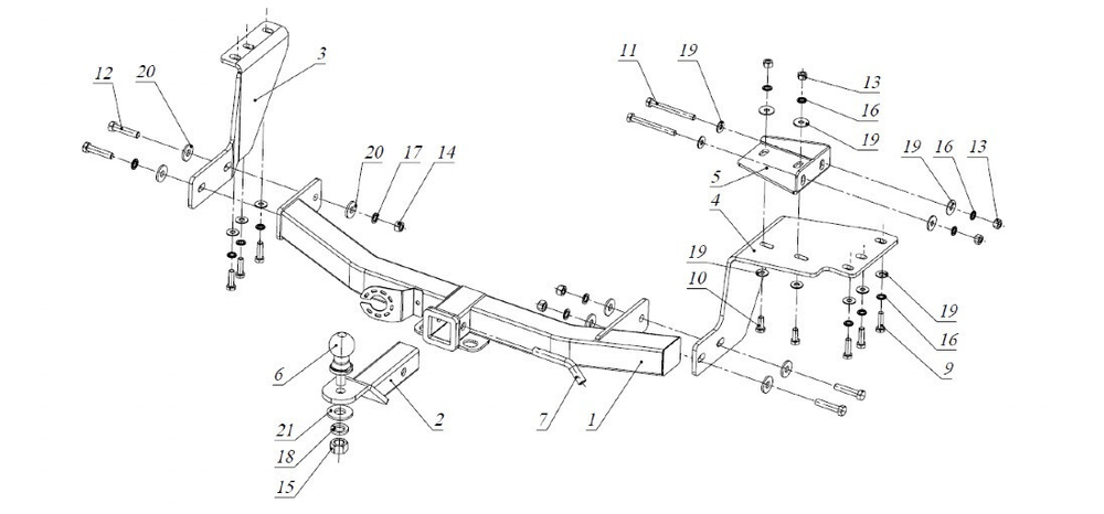 Фаркоп Бизон на Mitsubishi Outlander FA 0995-E(N) (с 2012 по 2018 г.в.с 2018 г.в.(c накладкой из нержавеющей стали)) (паспорт и сертификат в комплекте)(без электрики)