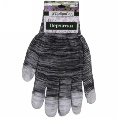 Перчатки нейлоновые «Аурэль» с ПВХ покрытием облив пальцев и точкой, серый меланж 8 р-р ДоброСад