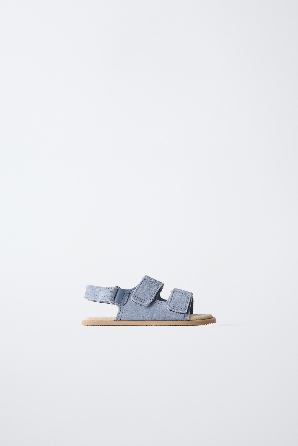 ZARA КОЖАНЫЕ САНДАЛИИ BAREFOOT С ДВОЙНЫМ РЕМЕШКОМ, СИНИЙ