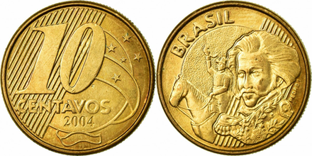 Бразилия 10 сентаво, 1998-2024 Педру I XF
