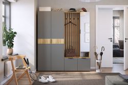 Прихожая Бери (Дуб крафт золотой/Графит) 1600*350*1826 Мебельсон