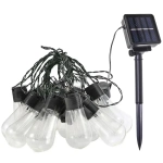 Гирлянда для улицы «Лампа» 3м, 15 ламп LED чёрный провод, 2 реж, IP-55, Теплый белый (солнечная батарея).