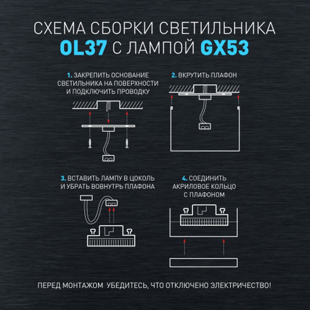 Светильник настенно-потолочный спот ЭРА OL37 BK под GX53 IP20 черный