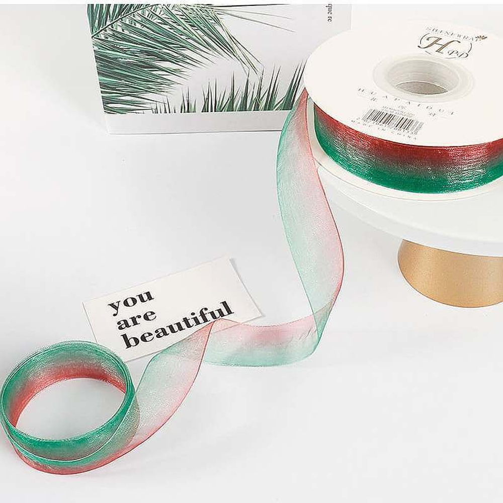 Лента ОРГАНЗА с переливом 2,5см*30ярд