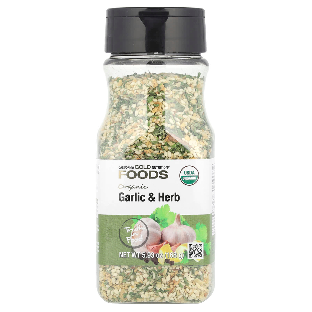 California Gold Nutrition, Foods, органический чеснок с травами, 168 г (5,93 унции)