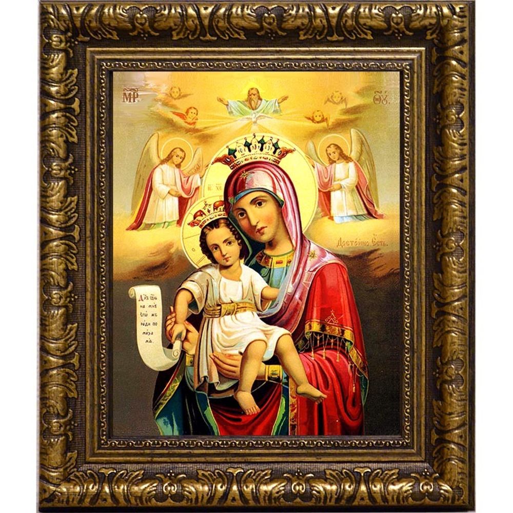 Милующая Икона Божьей Матери "Достойно есть" на холсте.