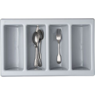 Серый органайзер для столовых приборов с 4 отделениями (54х33 см) (Цвет: серый)