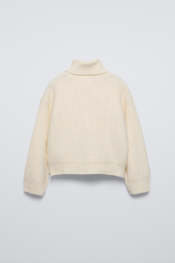 ZARA СВИТЕР С ВЫСОКИМ ВОРОТНИКОМ, ЭКРЮ