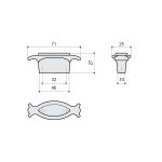 Ручка-кнопка 32мм, отделка бронза античная красная + вставка