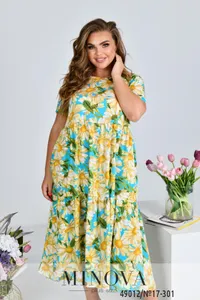 Платье 17-301-желтый-голубой Minova