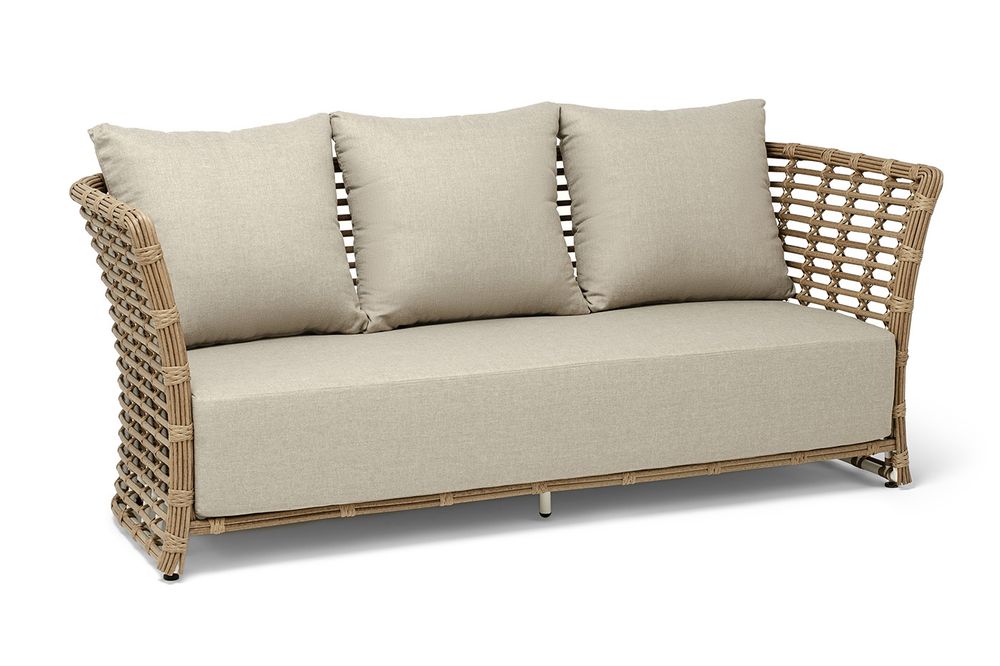 "Валенсия" диван из искусственного ротанга трехместный, цвет соломенный