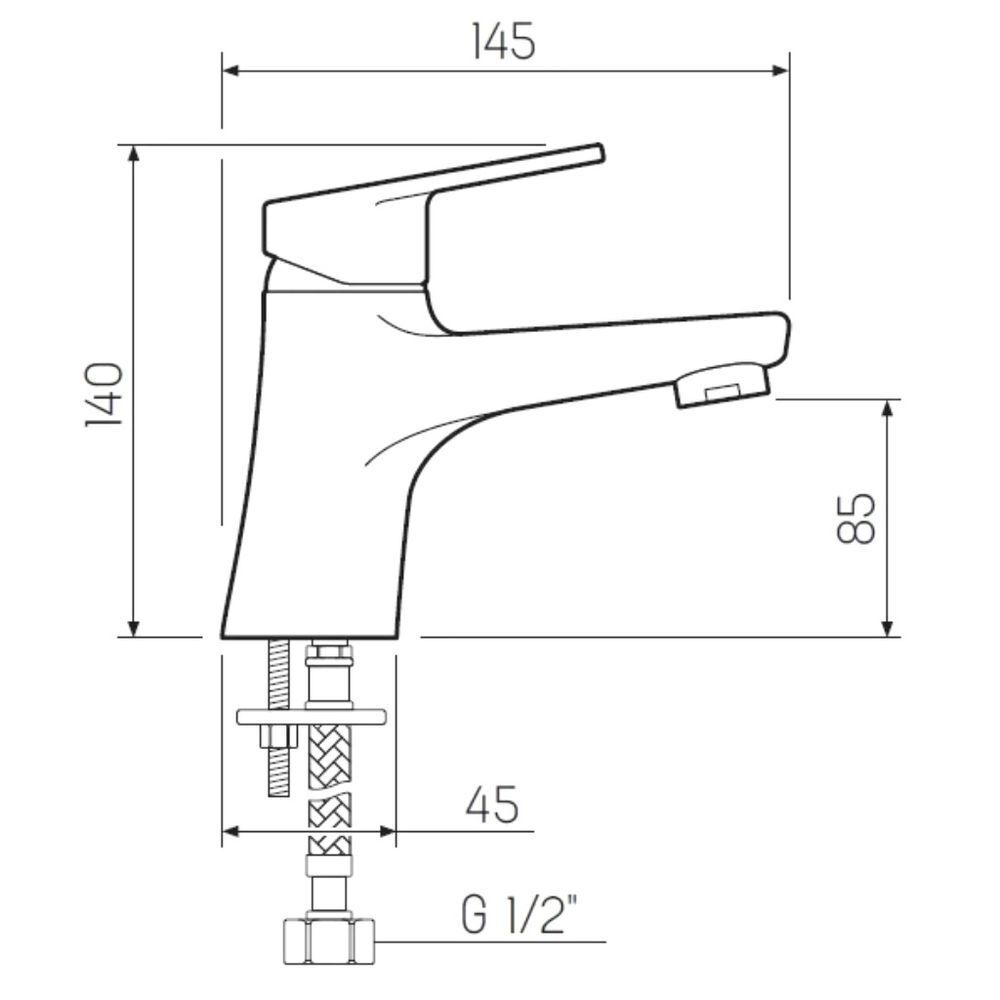 Смеситель для раковины, РМС, корот изл, с картриджем, хром, SL132-001F