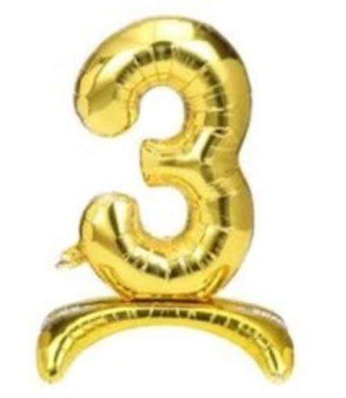 Шар цифра №3 Золото на стойке