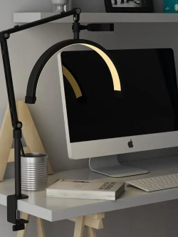 Лампа дуга для наращивания ресниц бестеневая профессиональная на струбцине на кушетку для бровиста