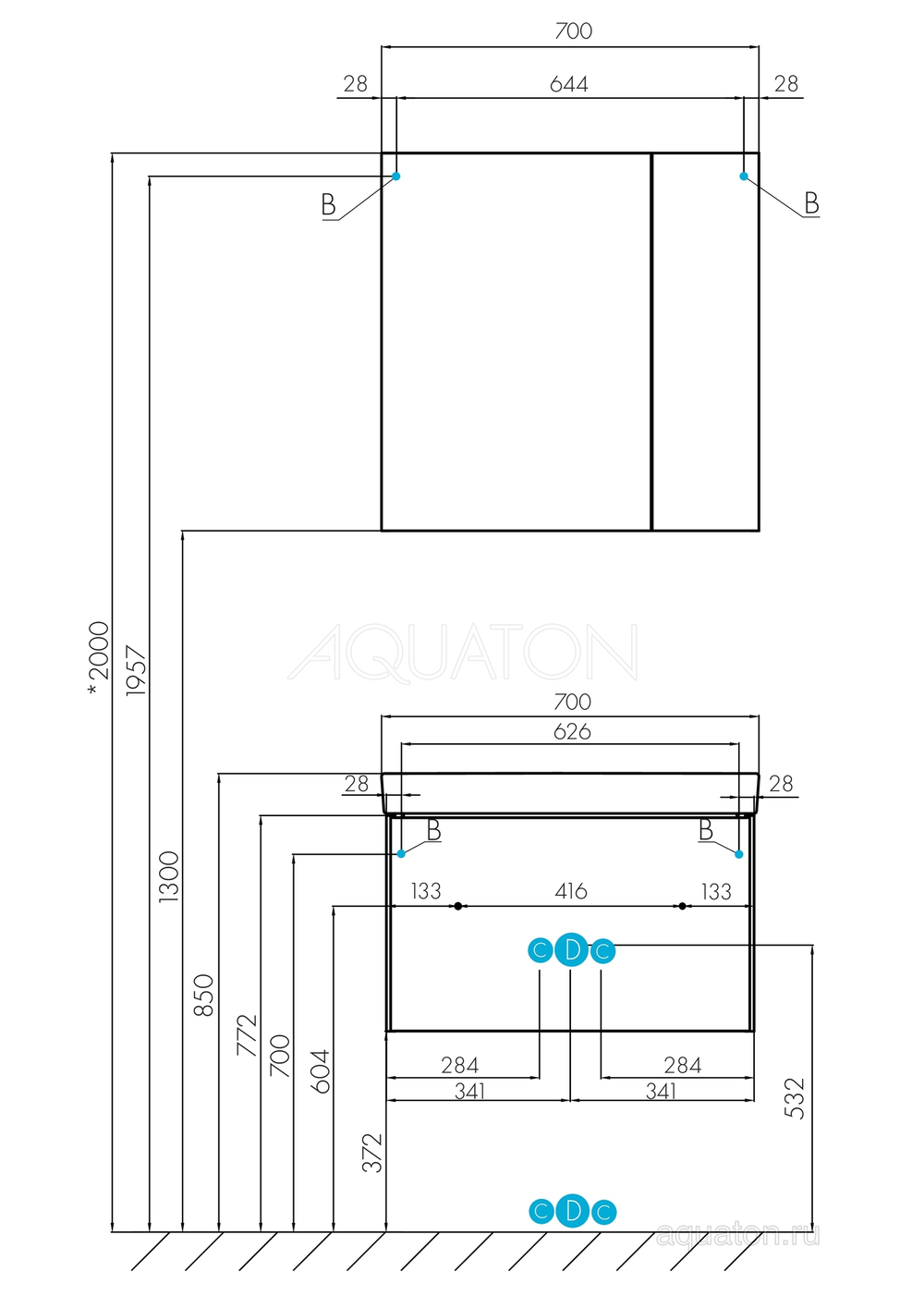 Зеркальный шкаф Aquaton Асти 70 белый 1A263402AX010