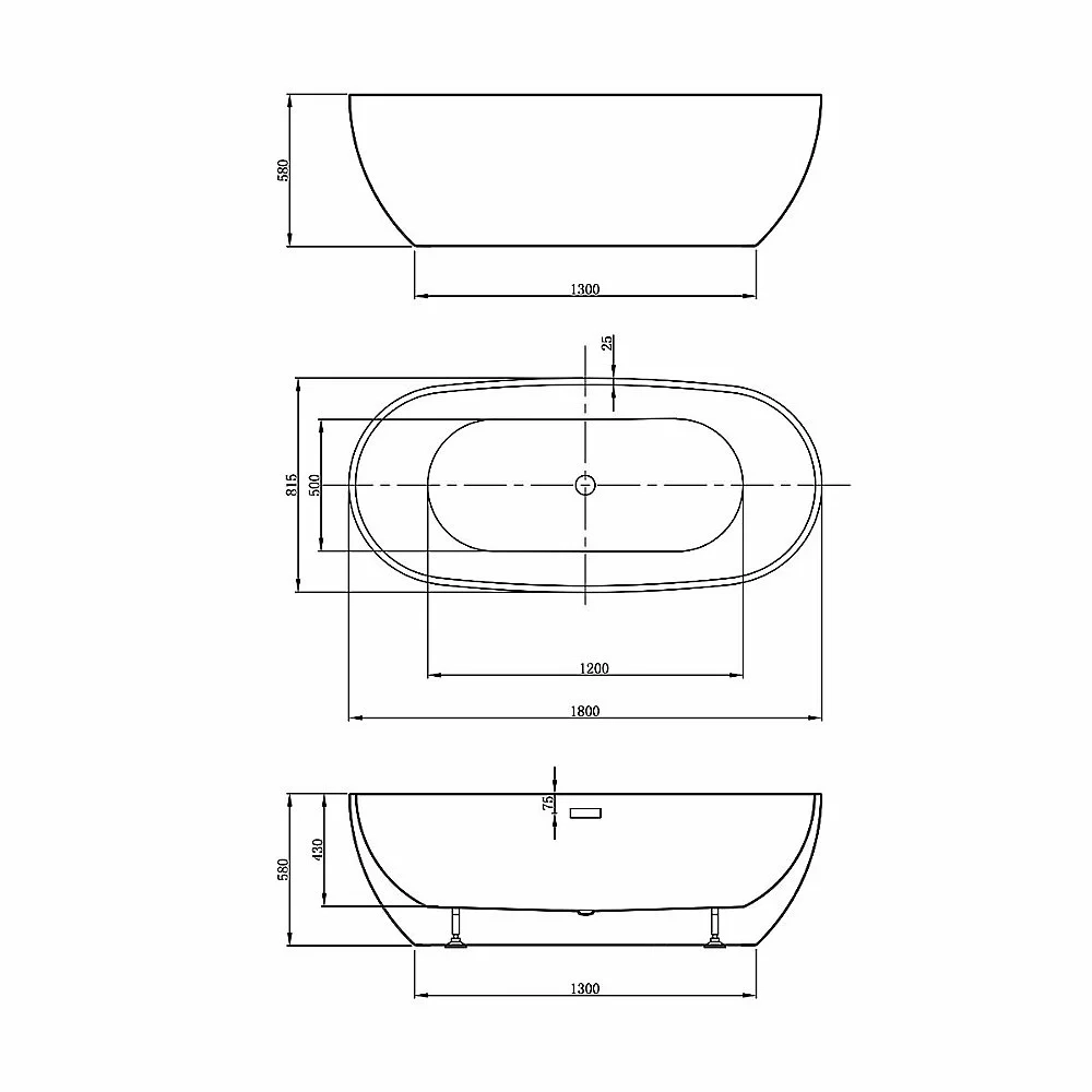 Ванна акриловая Vincea VBT-408-1800MW 180x81,5 белый матовый