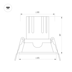 Светильник MS-FLOW-BUILT-S85x85-12W Warm3000 (BK, 15 deg, 230V) (Arlight, IP20 Металл, 5 лет) 055893