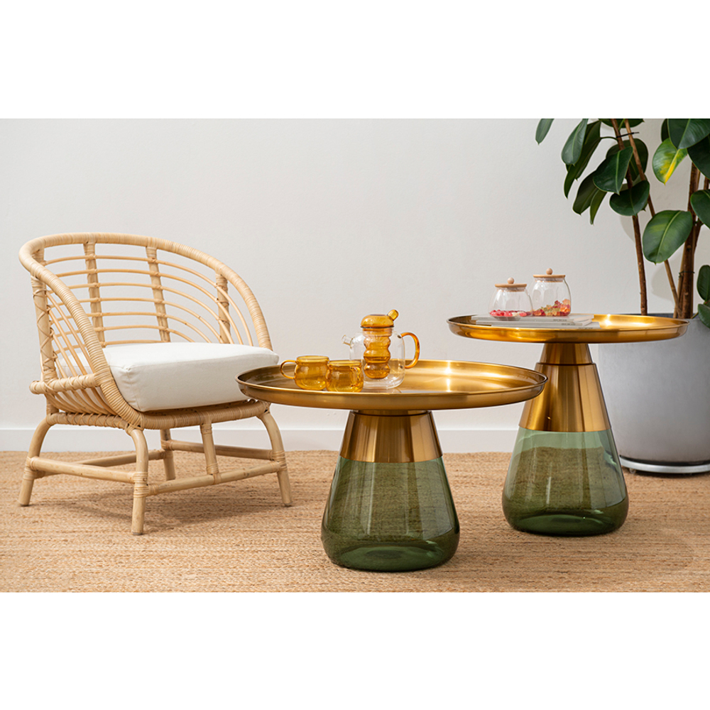 Столик кофейный dahl, D60 см, латунь/зеленый