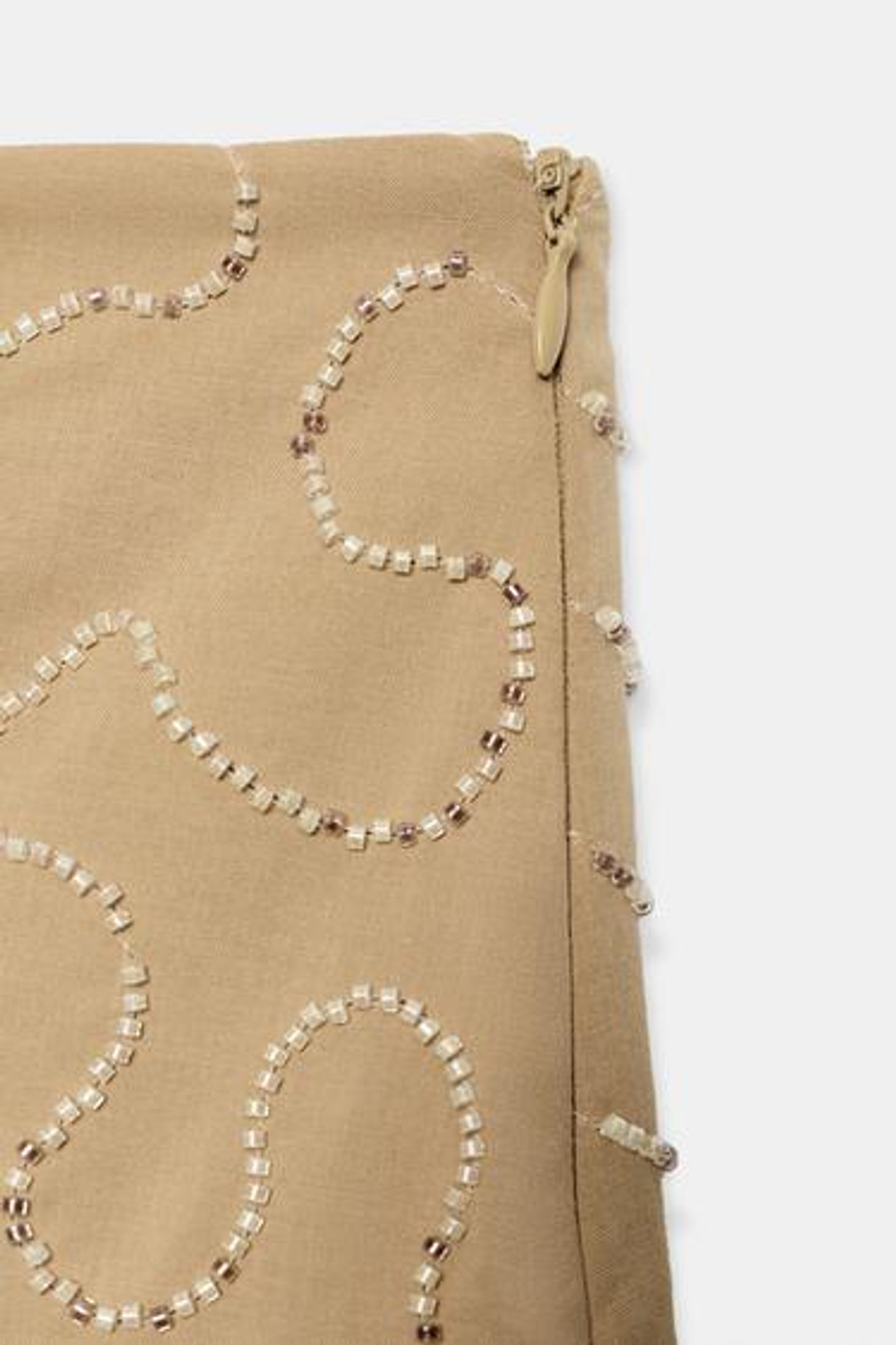 ZARA ЮБКА-ШОРТЫ С БУСИНАМИ, СВЕТЛЫЙ РЫЖЕВАТО-КОРИЧНЕВЫЙ