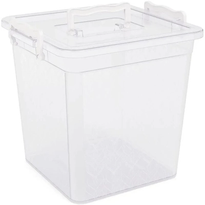 Контейнер 12л квадратный, с ручками, прозрачный