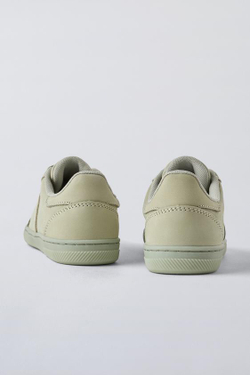 ZARA КОЖАНЫЕ КРОССОВКИ, ЗЕЛЕНЫЙ ХАКИ