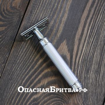 Т-образная бритва (станок) MUEHLE TRADITIONAL, c удлиненной ручкой, хром, closed comb