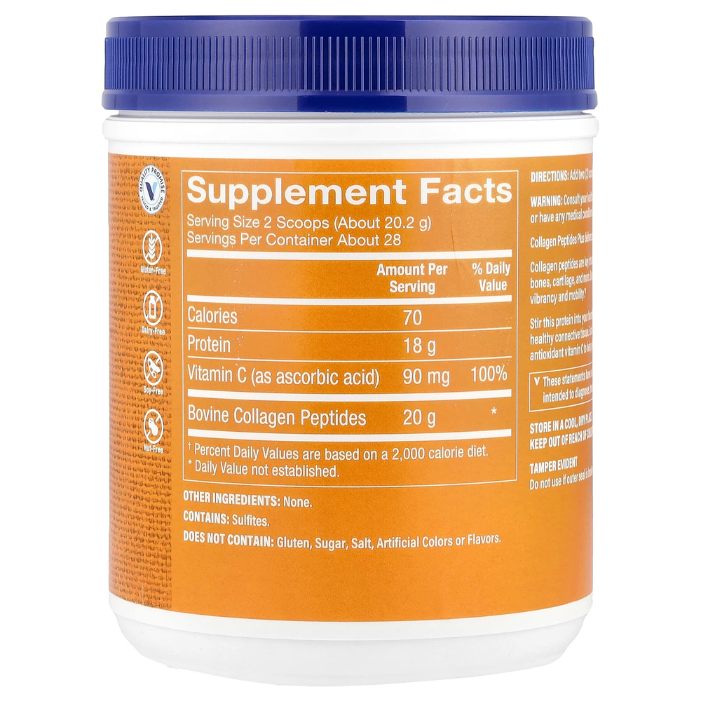 The Vitamin Shoppe, Collagen Peptides Plus, без добавок, 564,2 г (20 унций)