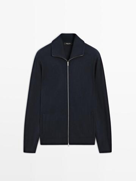 Massimo Dutti Кардиган на молнии, темно-синий