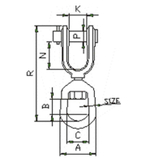 Вертлюг такелажный петля-вилка 5/8" (2358кг)