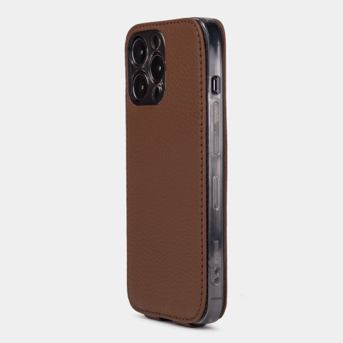 Чехол для iPhone 15 Pro Max из кожи теленка, цвета шоколад